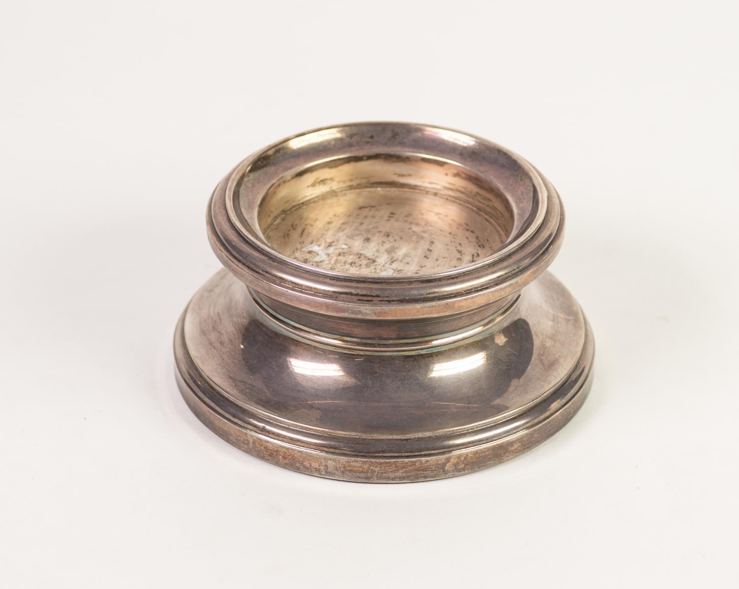 * IRISH SILVER WAISTED CIRCULAR BASE OR PEDESTAL probably to support 3in (7.6cm) diameter bottle