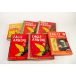 FIVE EAGLE ANNUALS, Nos 4, 5, 7, 8 and 9 only with dust jacket and an EAGLE SPORTS ANNUAL No 7, damp