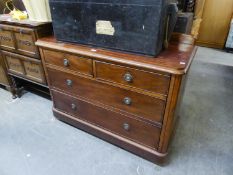 VICTORIAN MAHOGANY CHEST OF DRAWERS, WITH QUADRANT FORECORNERS