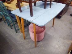 1960's/70's DROP-LEAF KITCHEN TABLE WITH BLUE FORMICA TOP