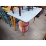 1960's/70's DROP-LEAF KITCHEN TABLE WITH BLUE FORMICA TOP