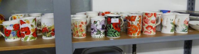 A LARGE NUMBER OF MODERN 'POPPY' THEMED CHINA MUGS, (QUANTITY)