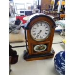 ?SETH THOMAS EIGHT DAY SPRING? MANTLE CLOCK, striking on a gong and housed in a blond wood case with