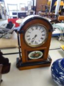 ?SETH THOMAS EIGHT DAY SPRING? MANTLE CLOCK, striking on a gong and housed in a blond wood case with