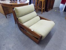 A TEAK ARMLESS EASY CHAIR