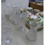 FOUR LARGE CUT GLASS VASES