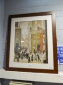 AFTER L.S. LOWRY UNSIGNED REPRODUCTION COLOUR PRINT NORTHERN STREET SCENE 19" X 15" (48.5cm x