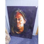 UNATTRIBUTED CONTEMPORARY ARTIST OIL PAINTING ON CANVAS PORTRAIT, UNSIGNED 48" X 36" (122cm x 91.