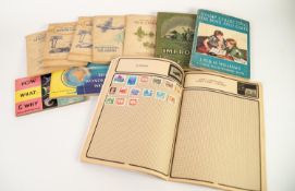 IMPORTED STAMP ALBUM with juvenile collection of mainly used stamps; a book STAMP COLLECTING FOR