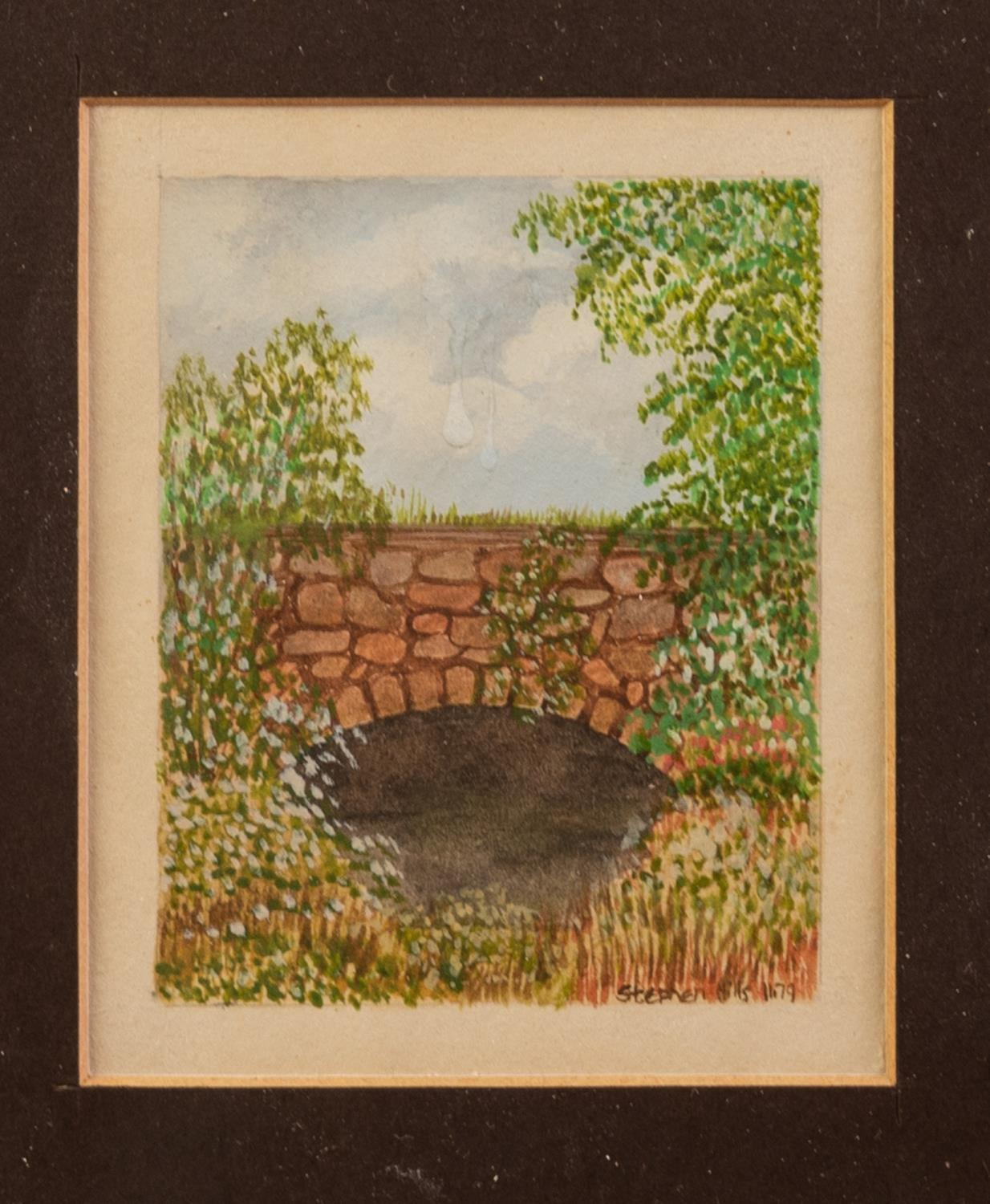 STEPHEN HILLS (TWENTIETH/ TWENTY FIRST CENTURY) FIVE SMALL WATERCOLOUR DRAWINGS Rural scenes Four - Image 3 of 5