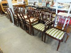 A SET OF TWELVE REPRODUCTION MAHOGANY DINING CHAIRS (4 + 8)
