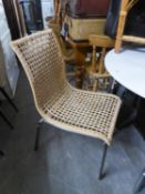 A WICKER DINING CHAIR WITH METAL FRAME (89cm high x 44cm wide x 39cm deep) (seat)