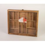 BEECHWOOD AND GLAZED COUNTER TOP CIGAR DISPLAY CASE, each compartment with printed detail of what