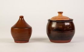 DAVID LEACH (1911 - 2005) STUDIO POTTERY SMALL GLOBULAR BOWL with tenmoku glaze, 3 3/8in (8.75cm)