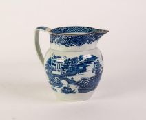 EARLY 19th CENTURY STAFFORDSHIRE POTTERY JUG, transfer printed in underglaze blue with an encircling