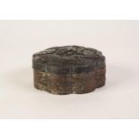 JAPANESE MEIJI PERIOD LEAD CONTENT WHITE METAL 'BRONZED' OCTALOBATE SHALLOW BOX with cover, the