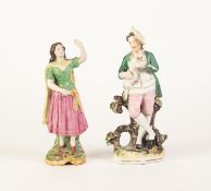 NINETEENTH CENTURY STAFFORDSHIRE PORCELAIN FIGURE, painted in colours and modelled as a young man
