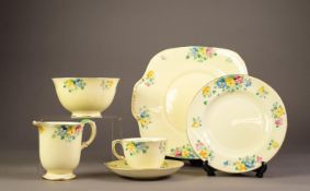 THIRTY SIX PIECE CROWN STAFFORDSHIRE CHINA TEA SERVICE FOR TEN PERSONS, with floral printed borders,