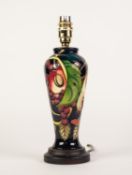 MODERN MOORCROFT POTTERY VASE TABLE LAMP of slender baluster form, decorated autour with a tube