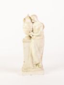 A LATE EIGHTEENTH CENTURY CREAMWARE FIGURE probably representing Charlotte at the Tomb of Werther,