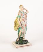 GOOD, LATE 18th CENTURY, POSSIBLY ENOCH WOOD, STAFFORDSHIRE EARTHENWARE FIGURE OF DIANA, standing