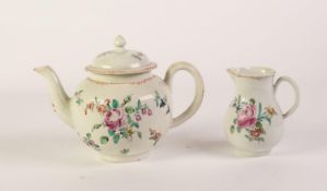 18th CENTURY LIVERPOOL, PHILIP CHRISTIAN FACTORY, PORCELAIN GLOBULAR TEAPOT with moulded loop handle
