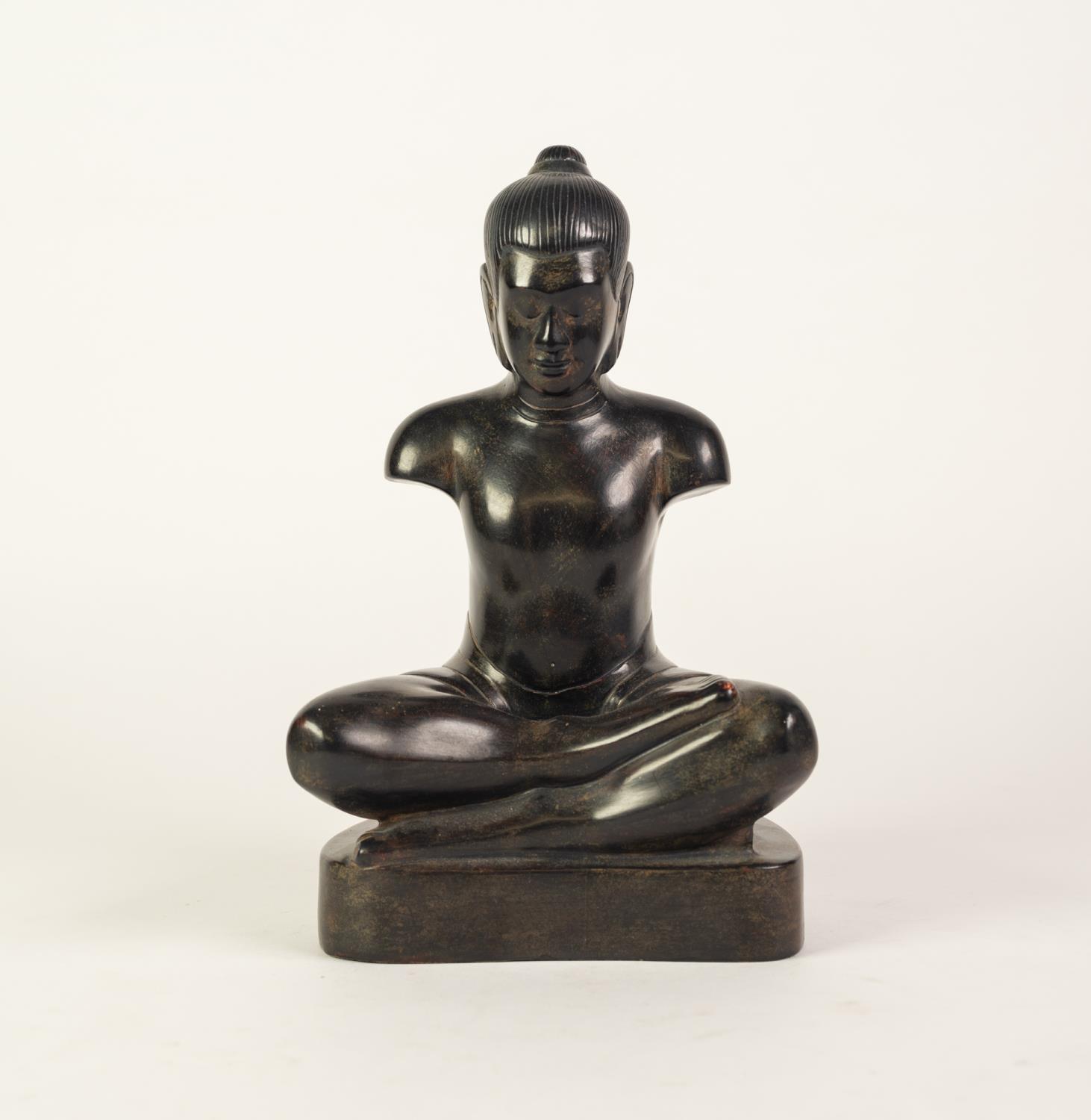 ARTISANS D?ANGKOR, CAMBODIAN BLACK ?PATINATED? COMPOSITION FIGURES OF AN ARMLESS BUDDHA, modelled