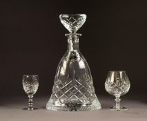 ROYAL DOULTON CUT GLASS DECANTER AND STOPPER, of flattened campagna form with wedge shaped