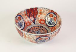 TWENTIETH CENTURY JAPANESE IMARI PORCELAIN BOWL, of steep sided, lobated form with double footrim,