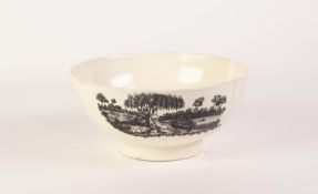 AN EARLY 1800's POSSIBLY HERCULANEUM POTTERY, LIVERPOOL CREAM BOWL, transfer printed in black, the