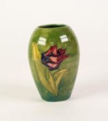 1990 MOORCROFT TUBE LINED POTTERY ?TULIP? TRIAL PATTERN VASE, PAINTED BY PAULA NIXON, of ovoid form,