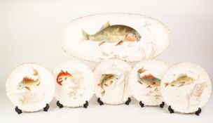 BONN, GERMANY POTTERY FISH SERVICE OF 12 PIECES, each piece printed wiht a different fish, viz 10