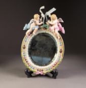 EARLY TWENTIETH CENTURY DRESDEN MOULDED PORCELAIN SMALL MIRROR,
