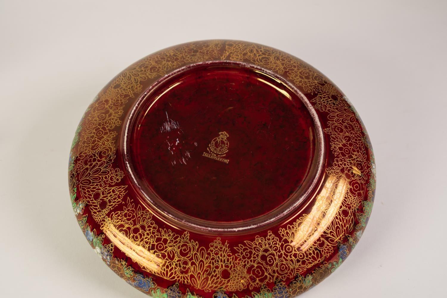 A 1930's A.G.H. JONES AND CO., WILTON WARE LUSTRE DECORATED POTTERY SHALLOW BOWL, with turned-in - Image 2 of 3