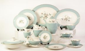 COMPREHENSIVE ROYAL DOULTON (BURSLEM) PROCELAIN ROSE ELEGANS DINNER, TEA AND COFFEE SERVICE for 12