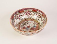 AN EARLY NINETEENTH CENTURY STAFFORDSHIRE POTTERY BOWL, transfer printed and enamelled to the