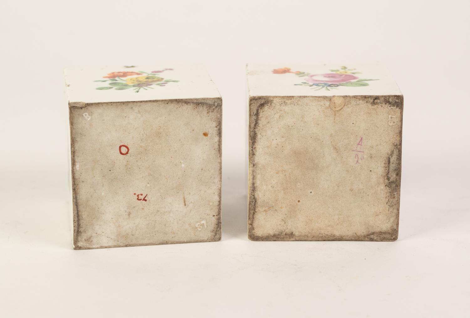 TWO MATCHING EARLY 19th CENTURY FRENCH PORCELAIN SQUARE, BOX SHAPED WRITING REQUISITES, of inkwell - Image 4 of 4