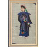 SET OF FOUR CHINESE MINIATURE PORTRAIT PAINTINGS ON RICE PAPER OF COURT FIGURES, each 3? x 2? (7.6cm