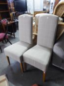 A SET OF FOUR DINING CHAIRS, COVERED IN CHECKED FABRIC (4)