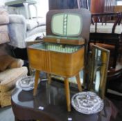 WALNUT SEWING BOX WITH FITTED INTERIOR ON FOUR LEGS AND A PAIR OF HERITAGE HALL TUREENS AND