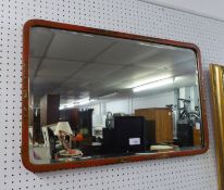 A RECTANGULAR BEVELLED EDGE WALL MIRROR, IN NARROW CHINOISERIE LACQUERED FRAME