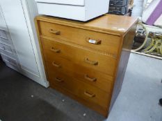 G-PLAN LIGHT OAK CHEST OF FOUR LONG DRAWERS