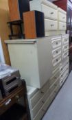 A SELECTION OF CREAM COLOURED BEDROOM FURNITURE TO INCLUDE; 5 x THREE DRAWER CHESTS, 2 x TWO