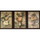 PETER OAKLEY (1935-2007)TRIPTYCH OF OIL PAINTINGS ON BOARD?Beach Triptych?, ?85 Each: 23 ½? x