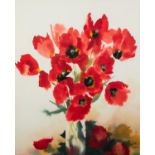 † CAROLINE BAILEY (b.1953) WATERCOLOUR DRAWING Vase of Poppies Signed 29 ½" x 23 ¼" (74.4cm x 59cm)