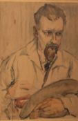 J. KIRK (TWENTIETH CENTURY) WATERCOLOUR DRAWING Half-length portrait of an artistSigned 20 ½? x