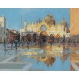 † BOB RICHARDSON (b.1938) PASTEL DRAWING?St Marks Sq- Reflections? Signed, titled verso 10 ¾?