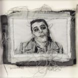 TRACEY COVERLEY (b.1970) FABRIC AND THREAD PORTRAIT?Ian Dury? Signed and titled Framed and glazed 10