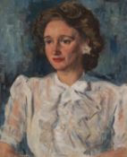 EMMANUEL LEVY (1900-1986) OIL ON CANVAS Bust length female portrait Signed 21 ½? x 17 ½? (54.6cm x