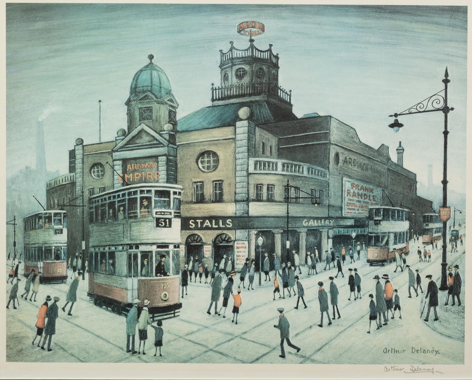 ARTHUR DELANEY ARTIST SIGNED COLOUR PRINT Ardwick Empire 14? x 18? (35.6cm x 45.7cm)